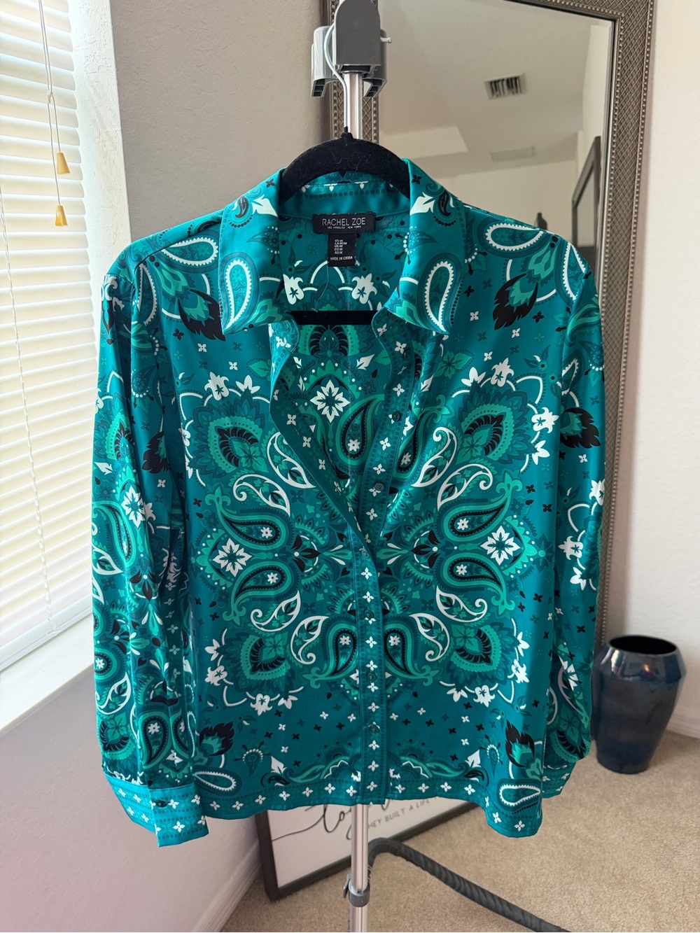 Rachel Zoe Teal & Turquoise Paisley Button-Down Shirt